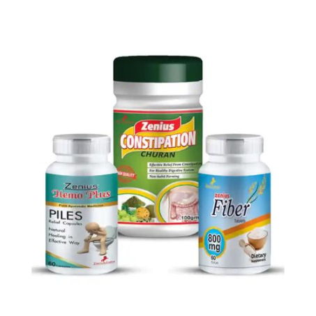 Zenius Piles Care Kit For Piles, Constipation Relief, 60 Capsules & 60 Tablets & 100gm Powder
