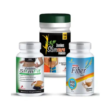 Zenius Slim Fit Kit For Fat Burning, Immune Power Supplement, 60 Capsules & 60 Tablets & 100gm Powder