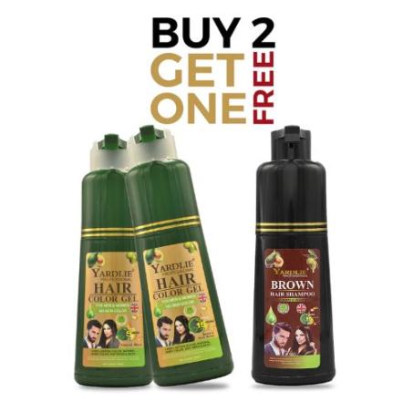 2 Brown & Dark Brown Hair Color Gel with Free Yardlie Dark Brown Hair Color Shampoo