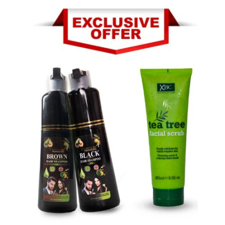 2 Dark Brown Shampoo and 1 Tea Tree Facial In Pakistan